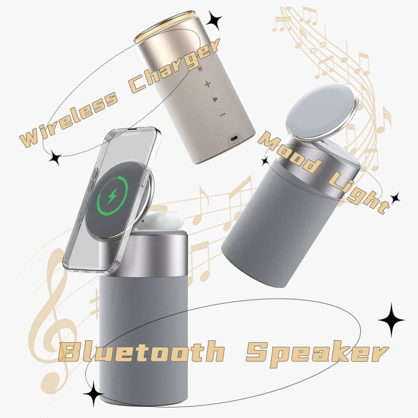 3-in-1 Wireless Charger & Bluetooth Speaker with Touch Lamp