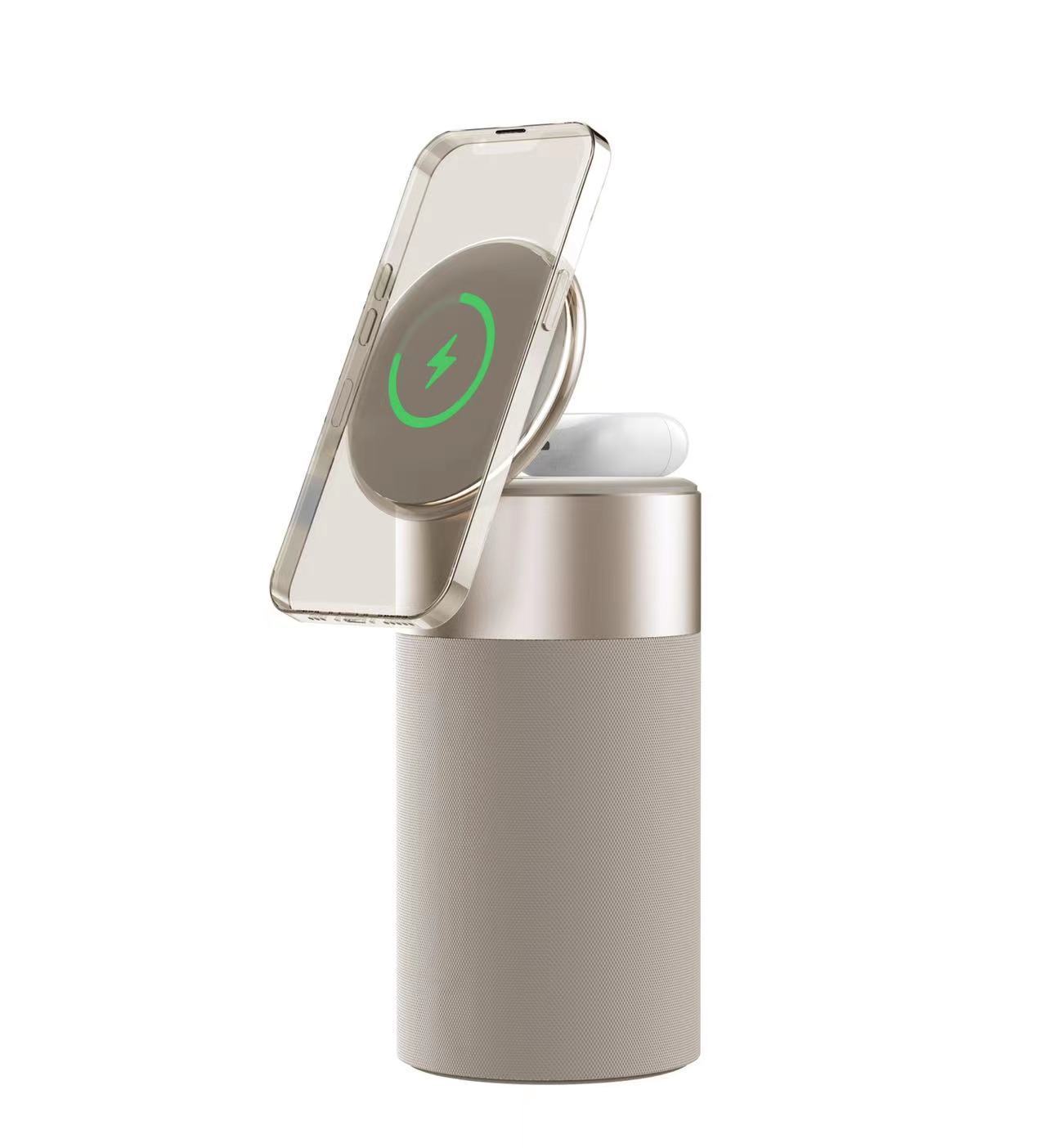 3-in-1 Wireless Charger & Bluetooth Speaker with Touch Lamp